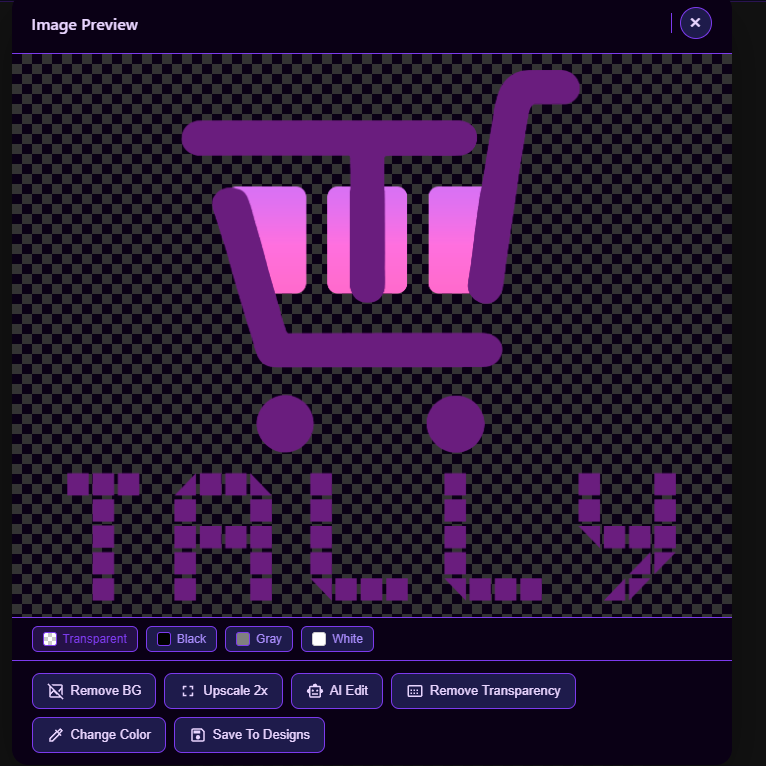 Tally image preview and AI editing tools
