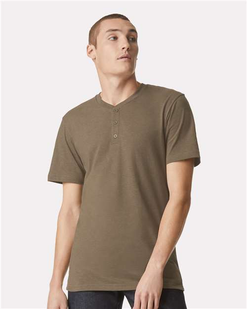 American Apparel 2004CVC Heather Army model front