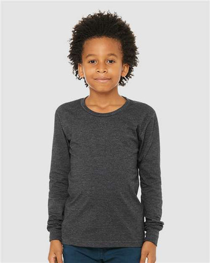 BELLA + CANVAS 3501YCVC Dark Grey Heather model front