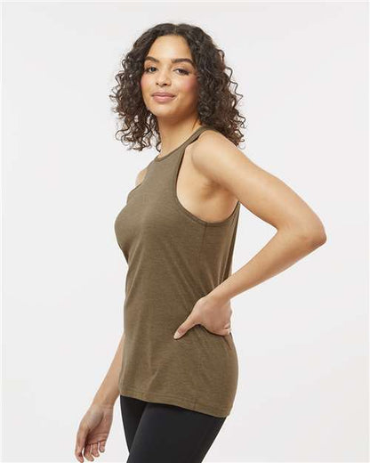 American Apparel 101CVC Heather Army model side