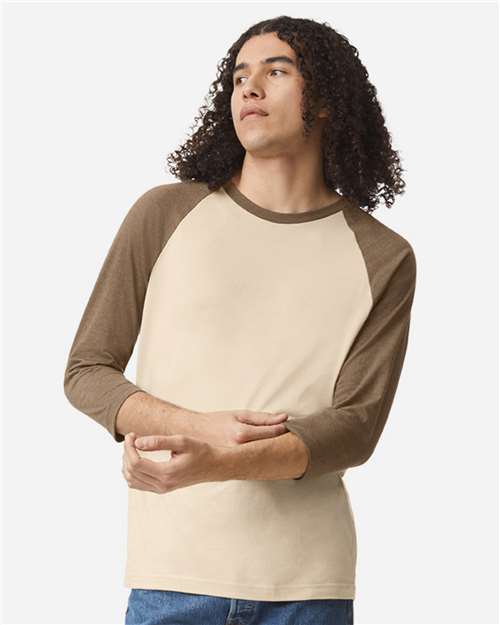 American Apparel 2003CVC Heather Bone/ Heather Army model front
