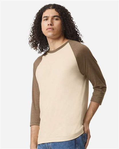 American Apparel 2003CVC Heather Bone/ Heather Army model side